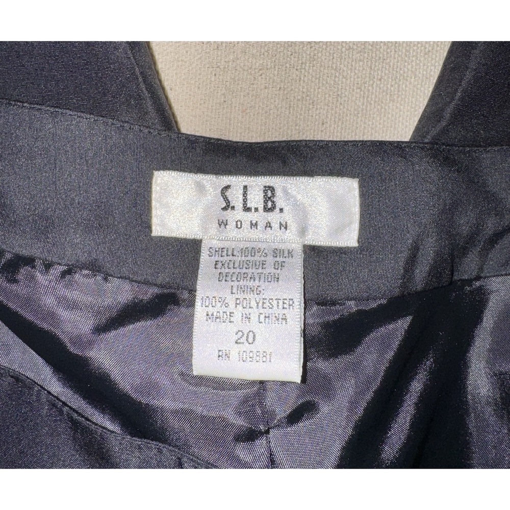 SLB Black Pants 100% Silk Women's Embroidered Champagne Wine Glass Size 20 Party - Picture 6 of 6